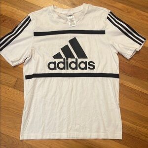 Adidas White Tee with Black Stripes